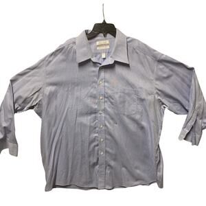 Gold Label Roundtree & Yorke Mens Shirt Blue White Check Long Sleeve 19 Big